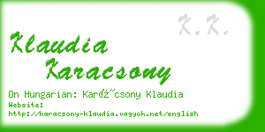 klaudia karacsony business card